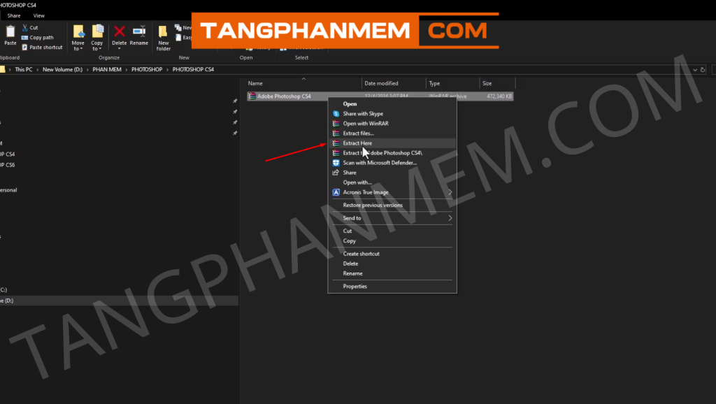 Giải nén bộ cài Photoshop CS4