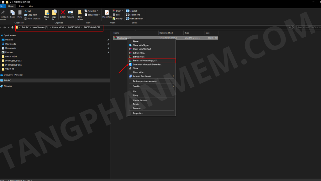 Giải nén bộ cài Photoshop CS3