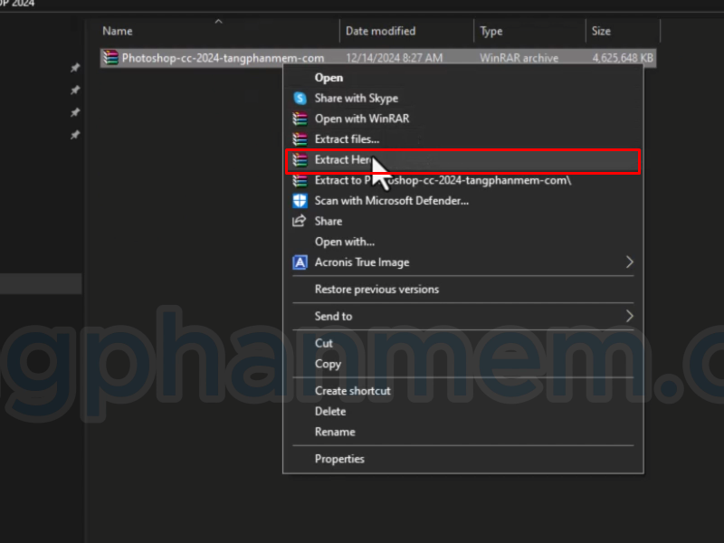 Giải nén bộ cài Photoshop 2024