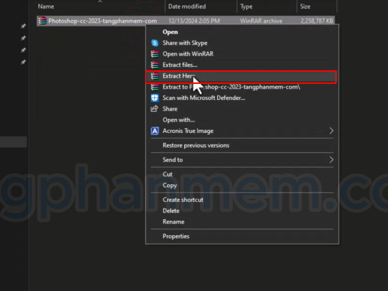 Giải nén bộ cài Photoshop 2023