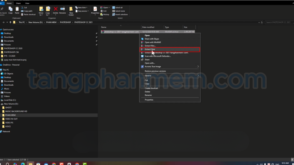 Giải nén bộ cài Photoshop 2021