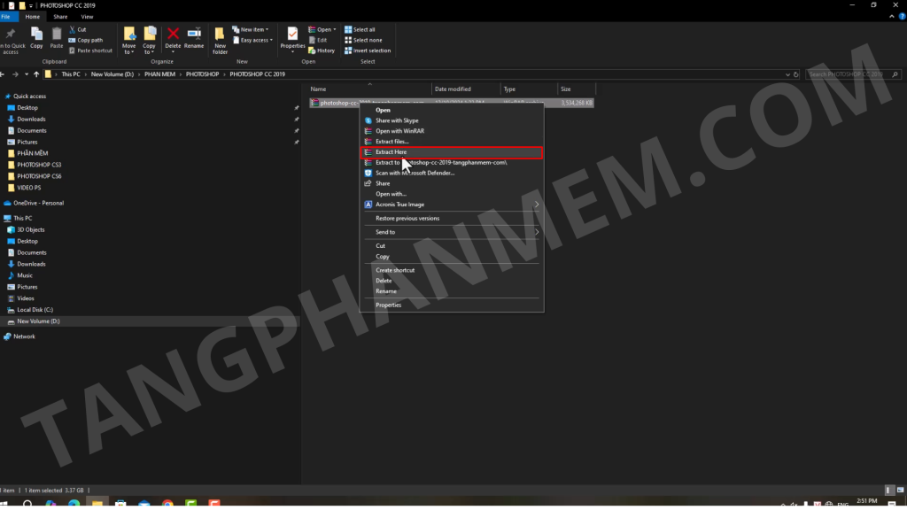 Giải nén bộ cài Photoshop 2019