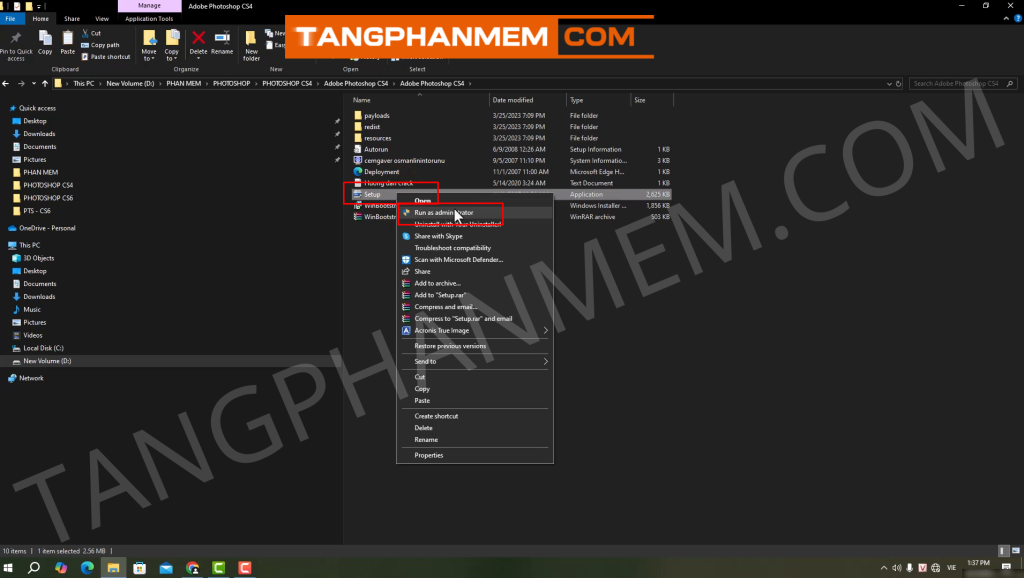 Khởi chạy trình cài đặt Photoshop CS4
