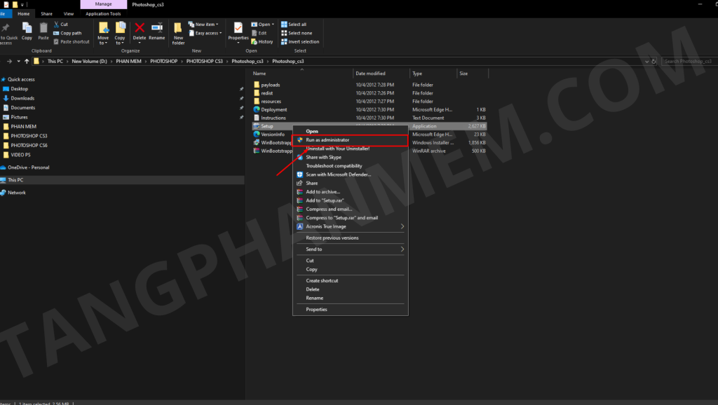 Khởi chạy trình cài đặt Photoshop CS3