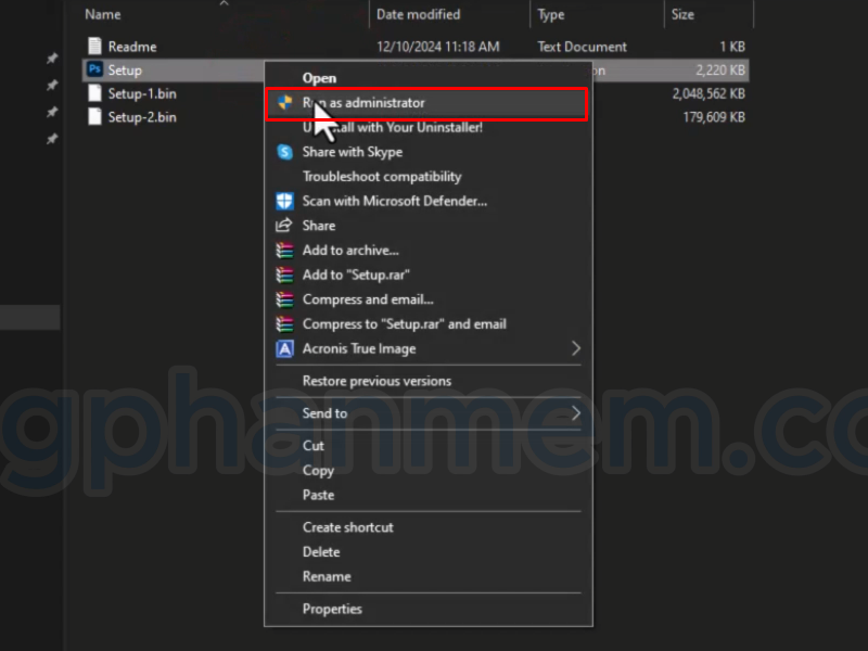 Chạy file cài đặt Photoshop 2023