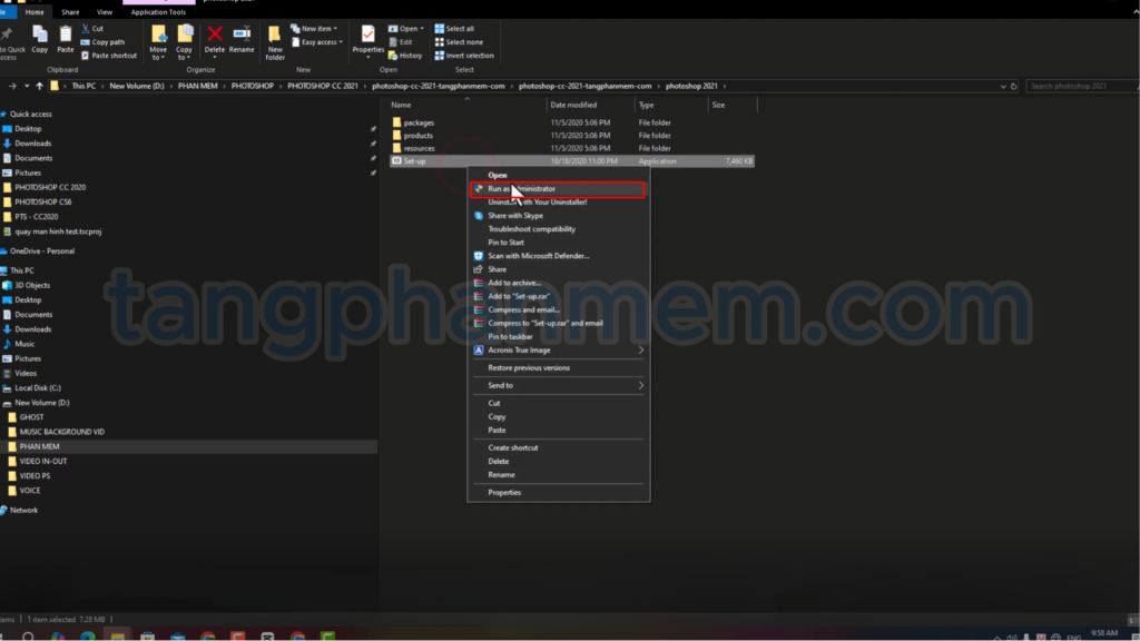 Chạy file cài đặt Photoshop 2021