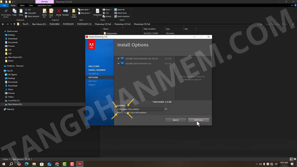Chọn vị trí cài đặt Photoshop CS5