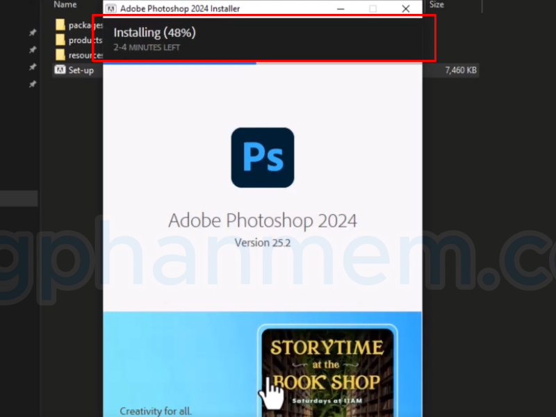 Tiến trình cài đặt Photoshop 2024