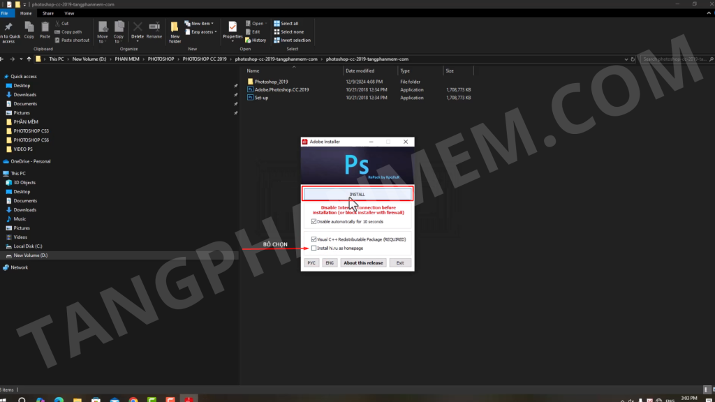 Bắt đầu cài đặt Photoshop 2019
