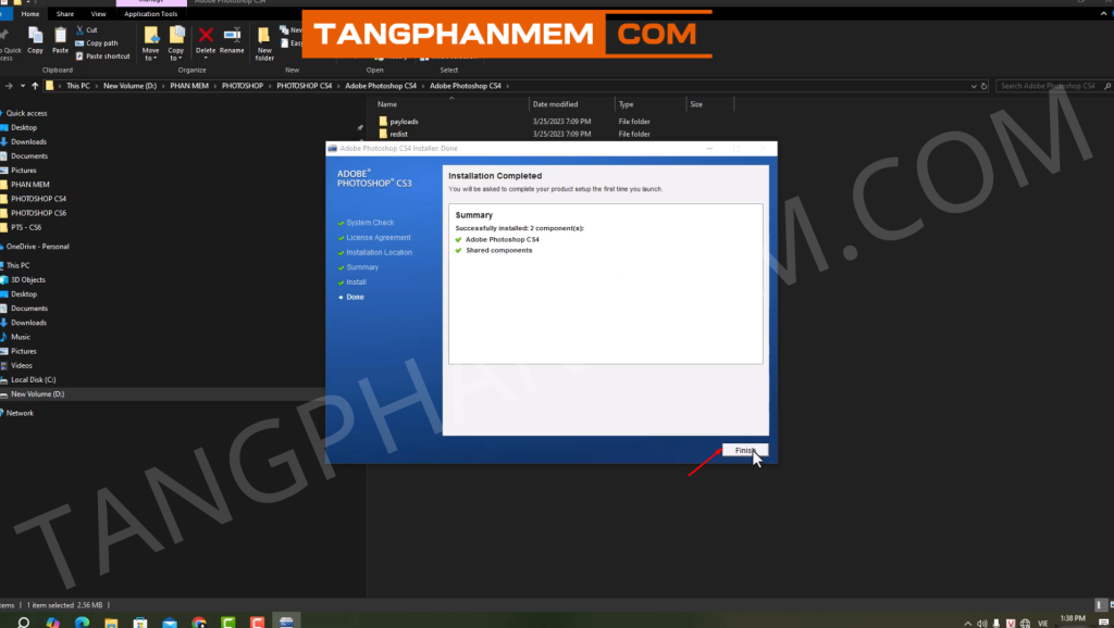 Hoàn tất cài đặt Photoshop CS4