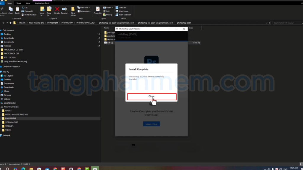 Hoàn tất cài đặt Photoshop 2021