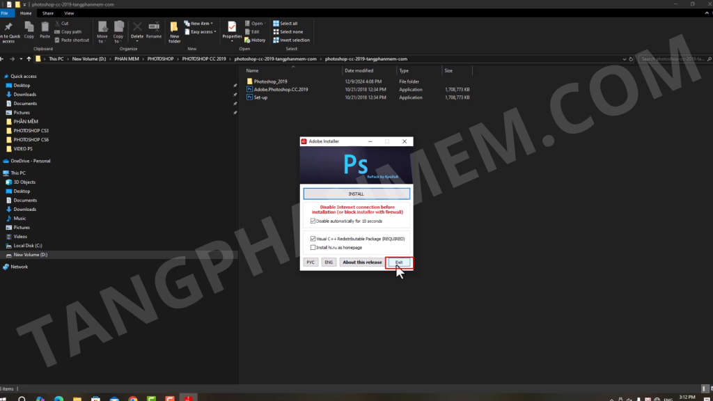 Hoàn tất cài đặt Photoshop 2019