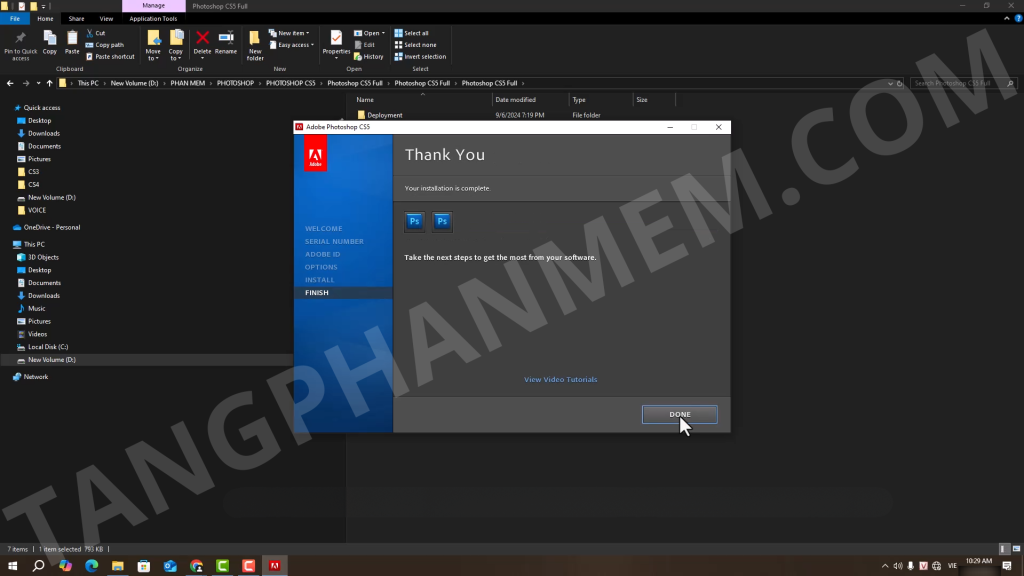 Hoàn tất cài đặt Photoshop CS5