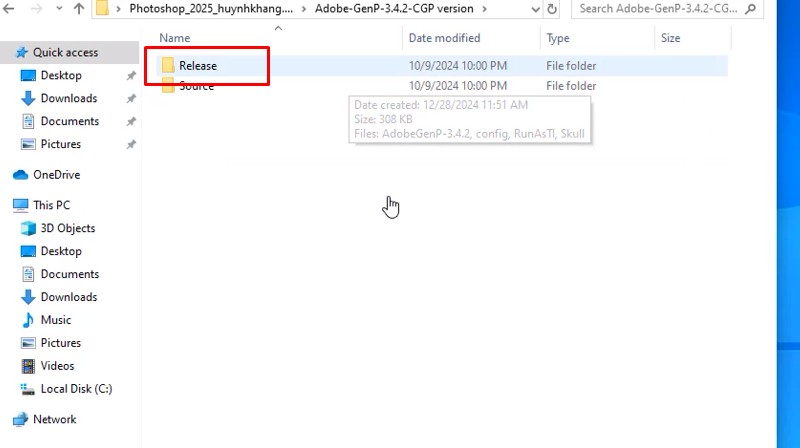 Kiểm tra thư mục cài đặt Photoshop 2025