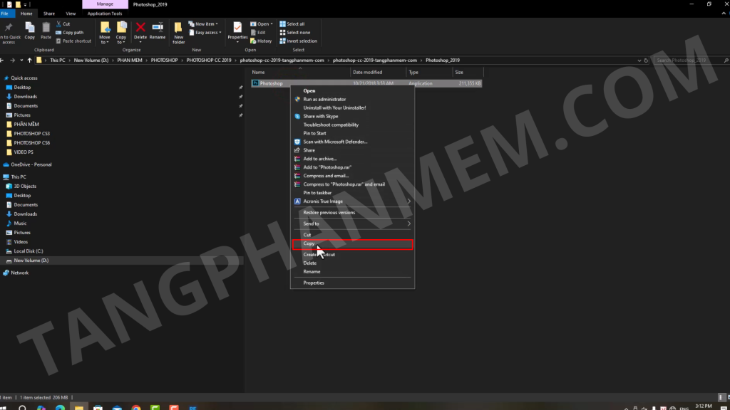 Màn hình thiết lập Photoshop 2019