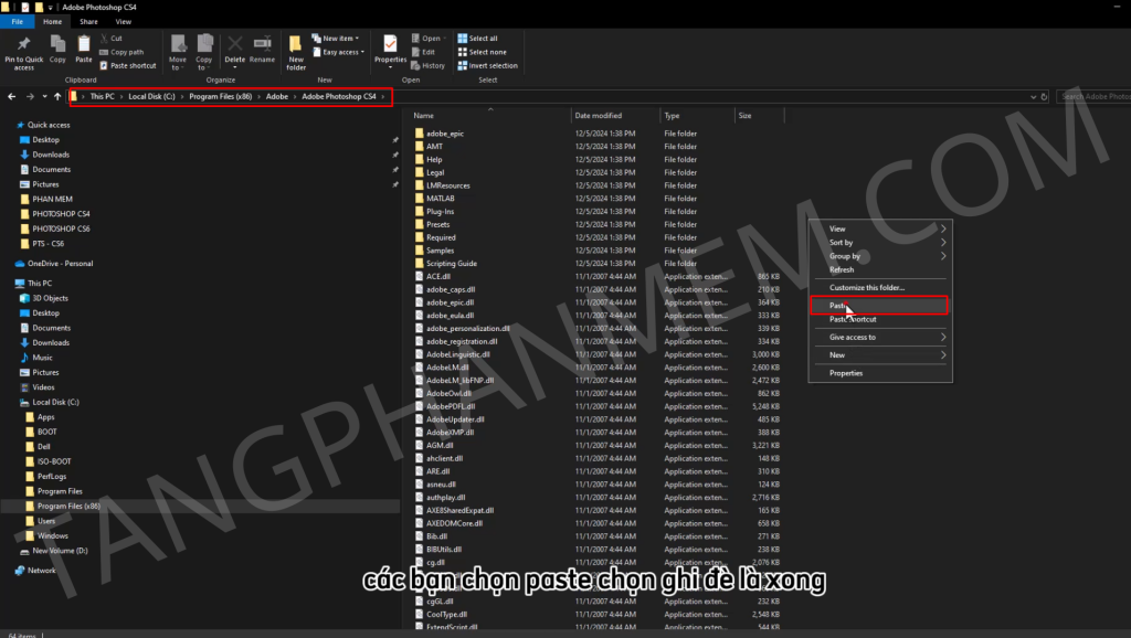 Thư mục cài đặt Photoshop CS4