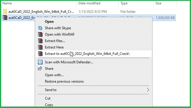 Giải nén bộ cài AutoCAD 2022