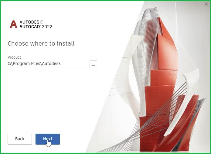 Giữ đường dẫn cài đặt mặc định AutoCAD 2022