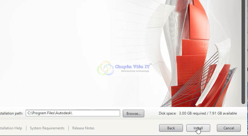 Chọn thư mục cài đặt AutoCAD 2020