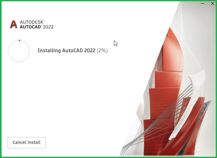 Chờ AutoCAD 2022 cài đặt hoàn tất